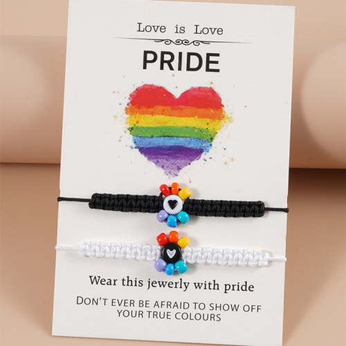 Celebrate Love & Diversity: LGBT Rainbow Flower Adjustable Bracelet