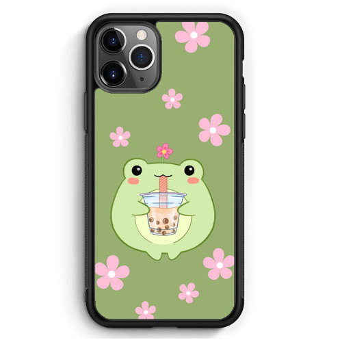 Cute Frog Nice Beverage Pink Flowers Phone Case