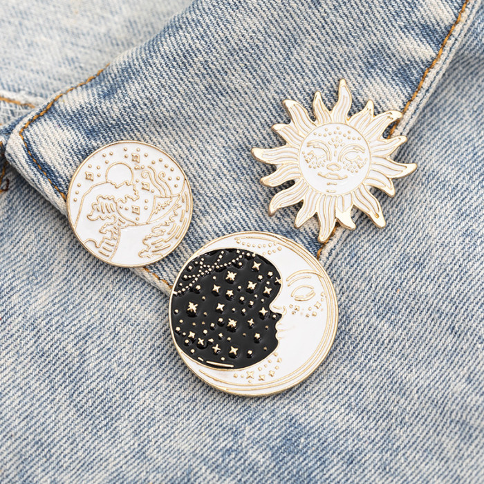 Funny Sun and Moon Badge Enamel Pin