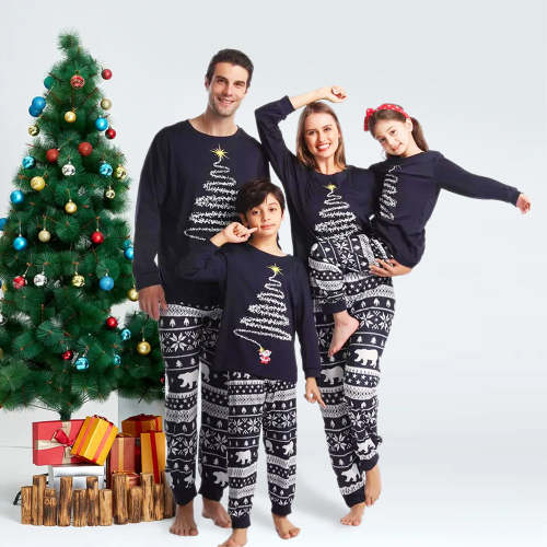 🔥Black Christmas Tree Print Fmalily Matching Pajamas Sets