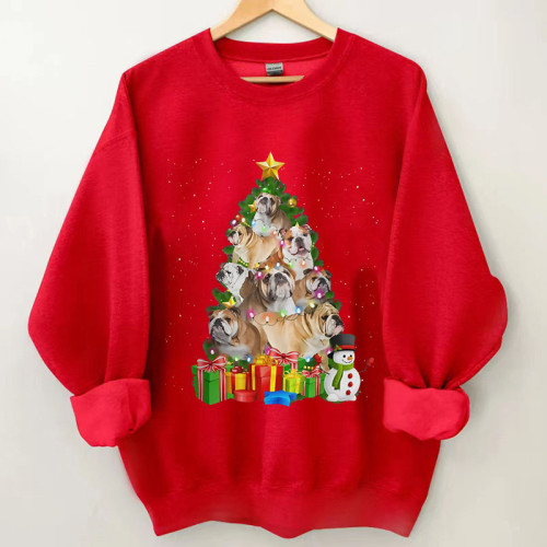 English Bulldog Dog Lover Christmas Tree Sweatshirt