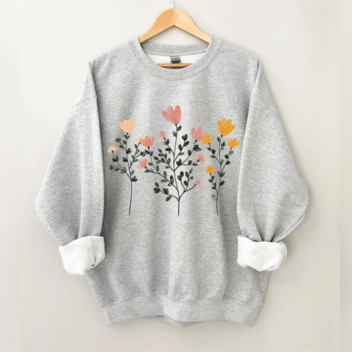 Pastel Flowers and Stems Sweatshirt