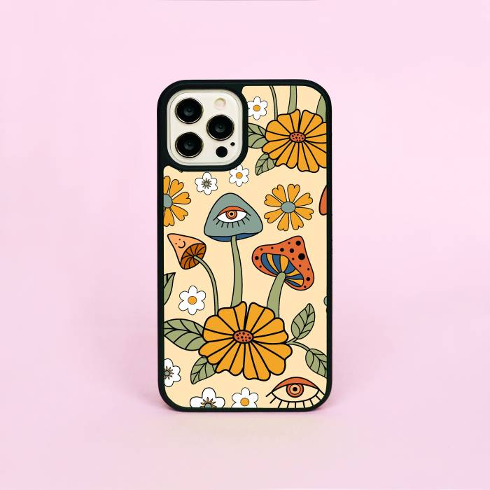 Groovy Mushrooms Flowers Eyes 70's Retro Pattern Phone Case