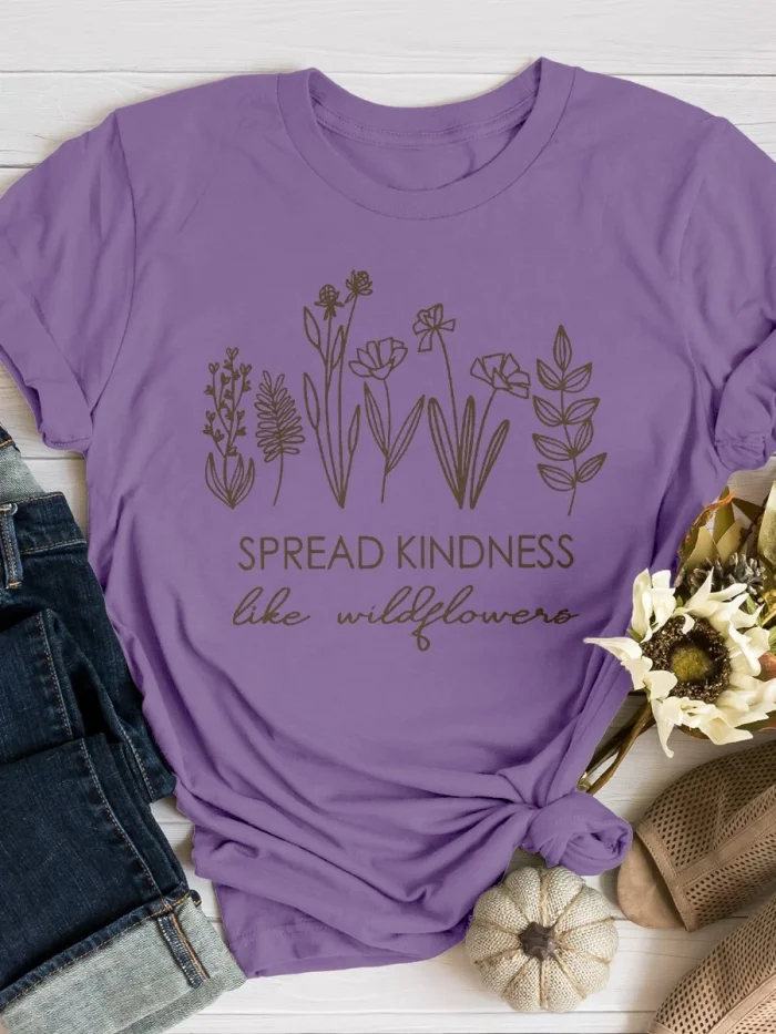 Spread Kindness Print Short Sleeve T-shirt
