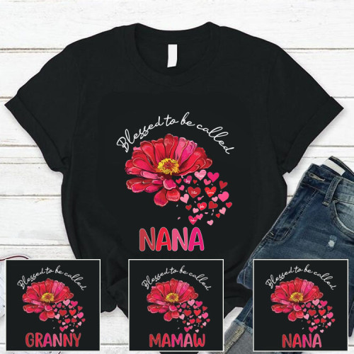 Personalized Grandma Flower Name T-Shirt