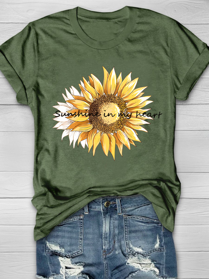 Sunflower Sunshine In My Heart Short Sleeve T-shirt