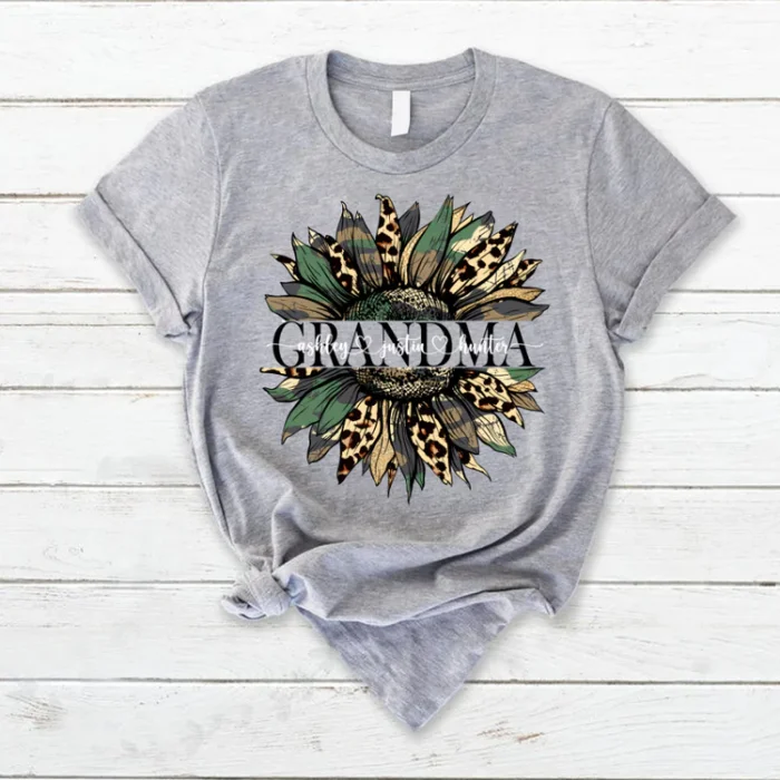 Personalized Grandma Leopard Green Sunflower Gift For Mother's Day T-Shirt