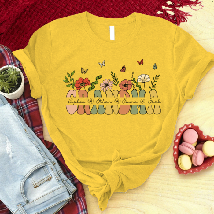Grandma And Grandkids Flower T-Shirt