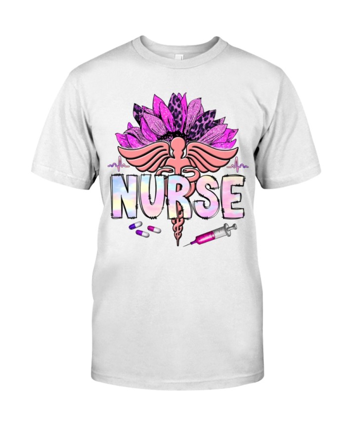 Nurse Purple Sunflower Heartbeat Classic  Personalized T-Shirt