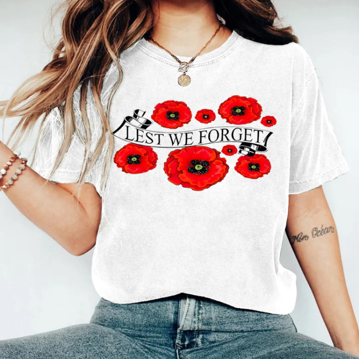 Lest We Forget Poppy Flower T-Shirt