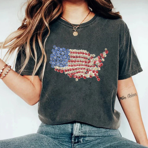 Floral US Map T-Shirt