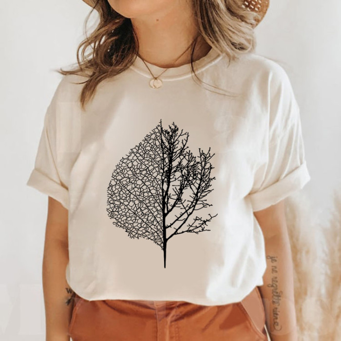 Leaf Tree Forest Print Short Sleeve T-shirt