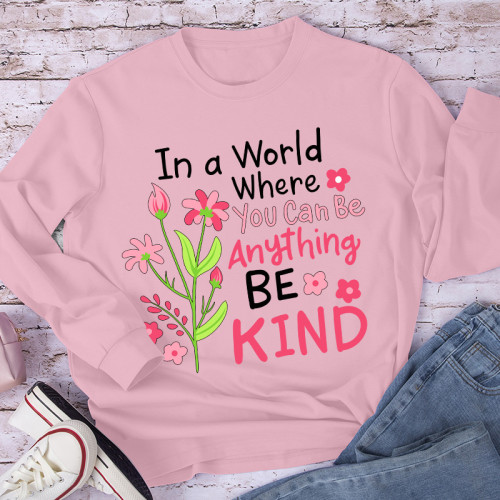 Be Kind Pink Flower Teacher Long Sleeve T-Shirt
