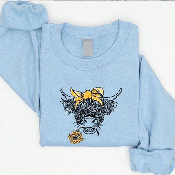 Highland Longhorn Cow With Sunflowers Sweatshirt