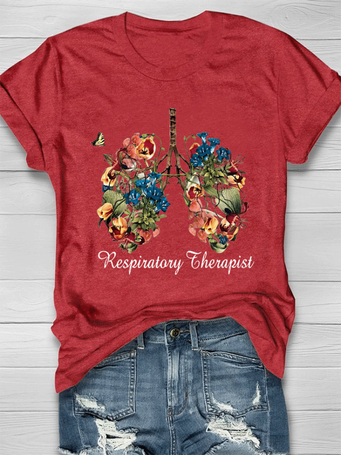 Respiratory Therapist Beautiful Flowers Lung Nurse T-shirt