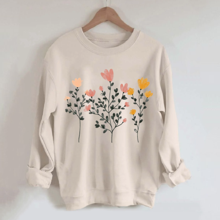 Pastel Flowers and Stems Sweatshirt