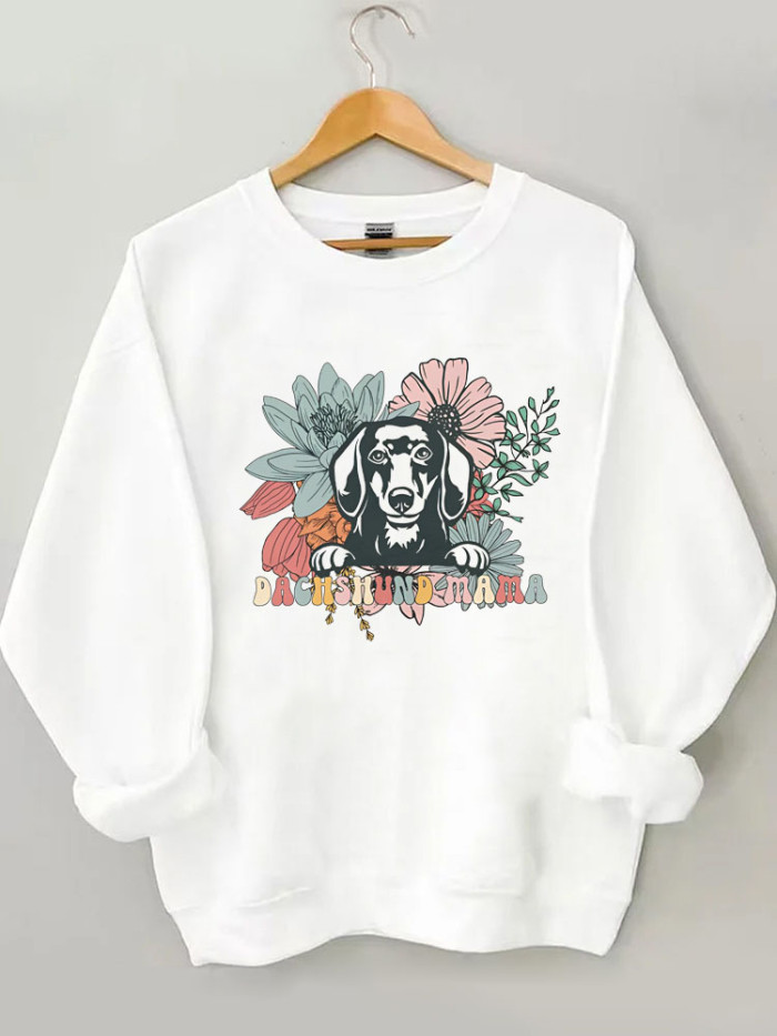Dachshund Mama Flower Sweatshirt