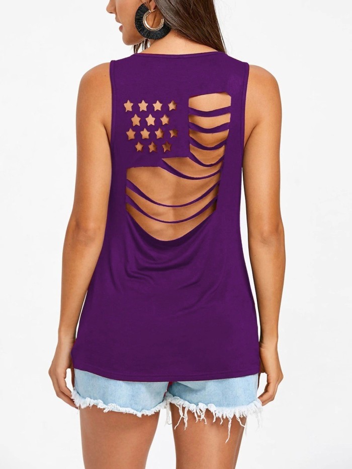 Sexy Hollow Out Loose Tank Top Sports Sleeveless Top