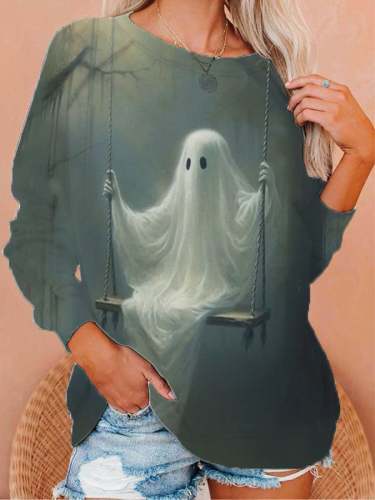 Ghost Ladies Raglan Sleeve Print Sweatshirt
