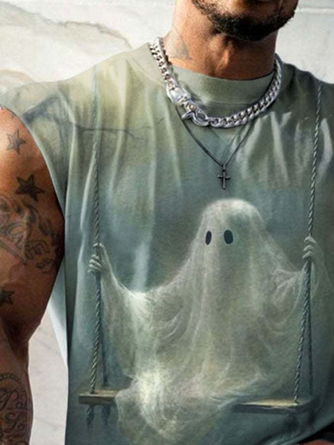 Halloween Ghost Mens Print Tank Top