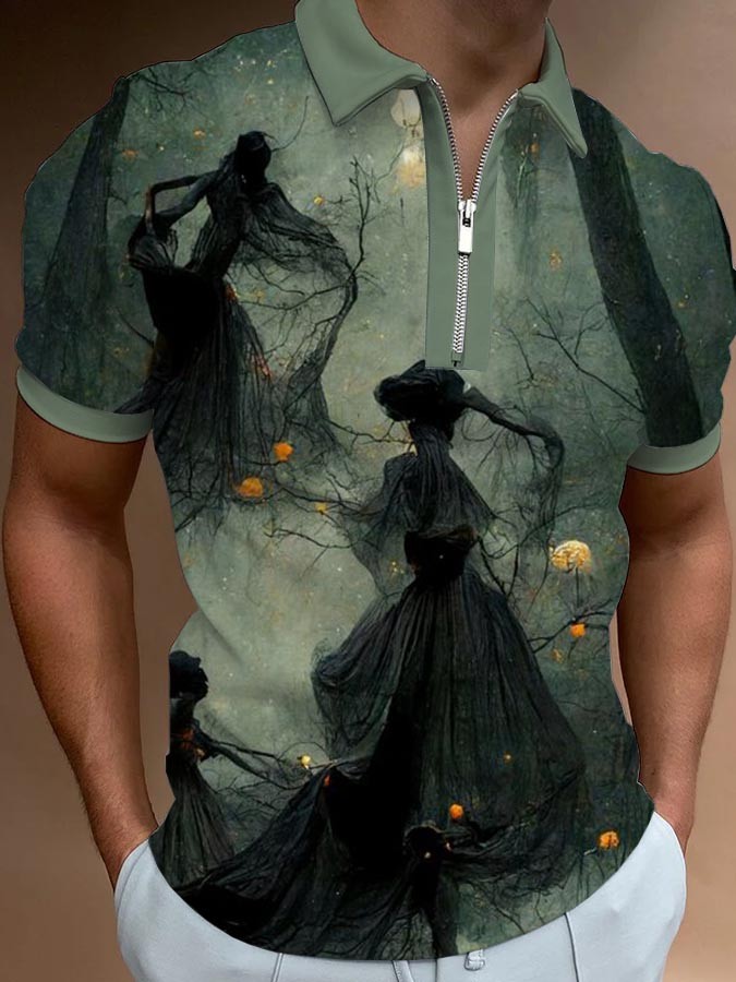 Men's Dancing Forest Witches Short  Sleeve Polo Shirt