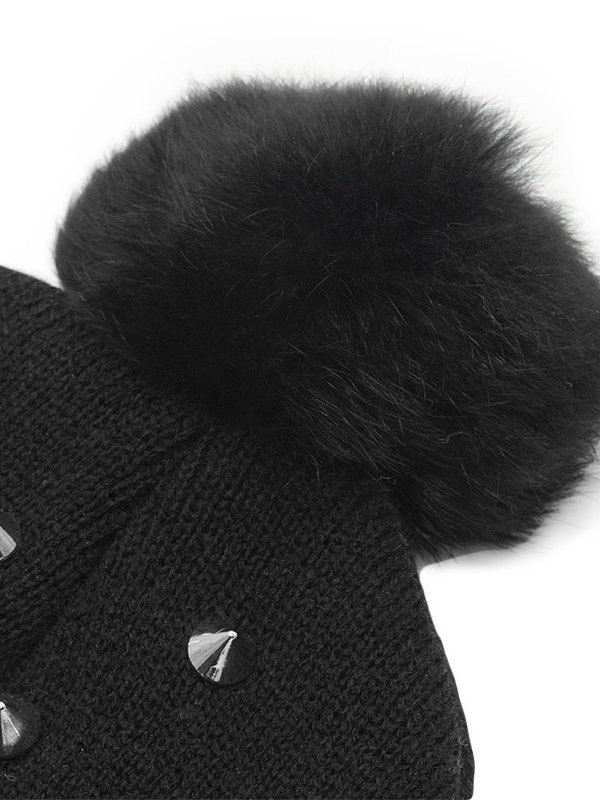 Black Rivet Knit Hat