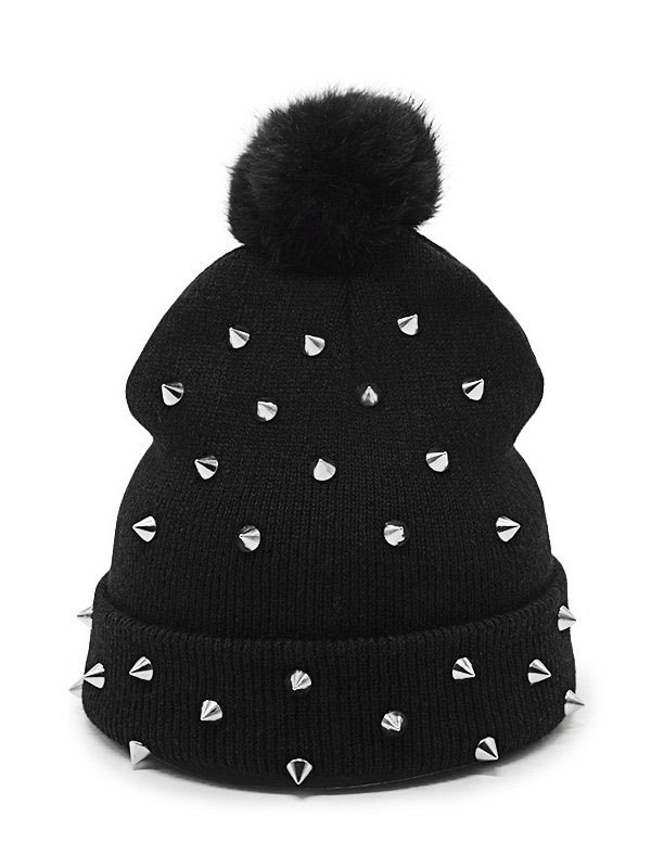 Black Rivet Knit Hat