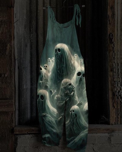 Women's Dark Ghost Print Jumpsuit