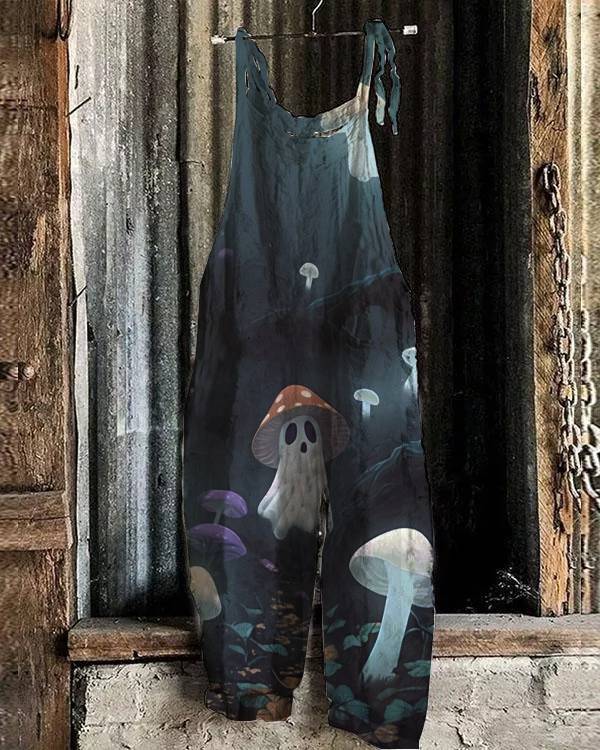 Women's Mushroom Ghost Print Jumpsuit