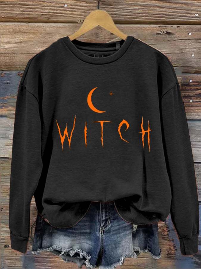 Women's Witch Moon Star Print Casual Sweater