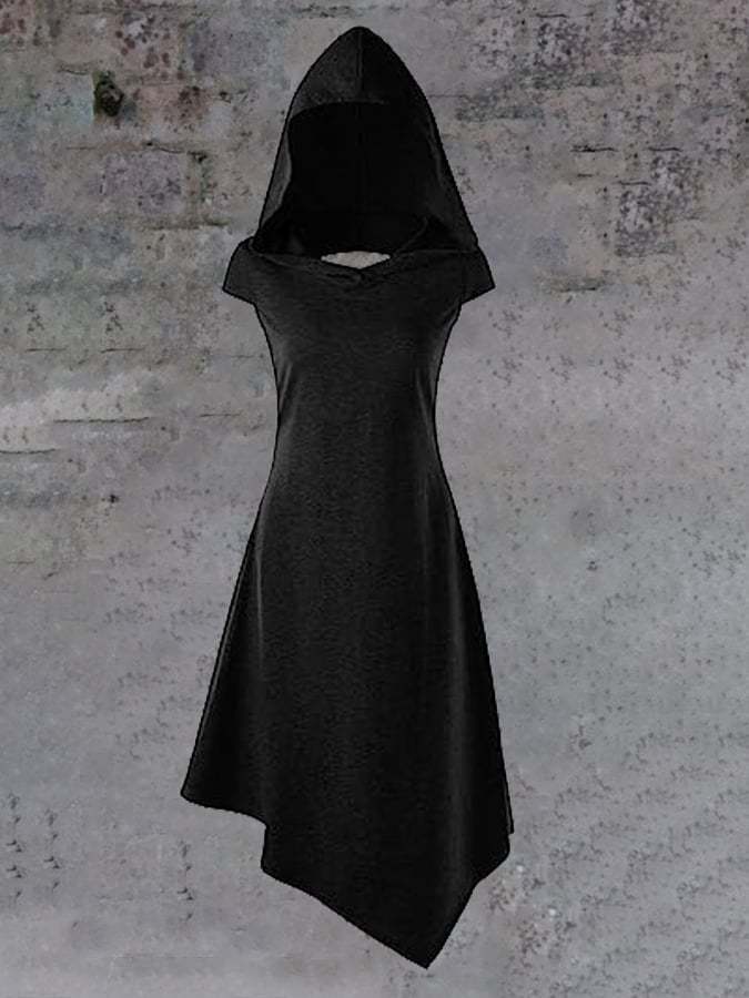 Women's Halloween Witch Cutout Hooded Dress