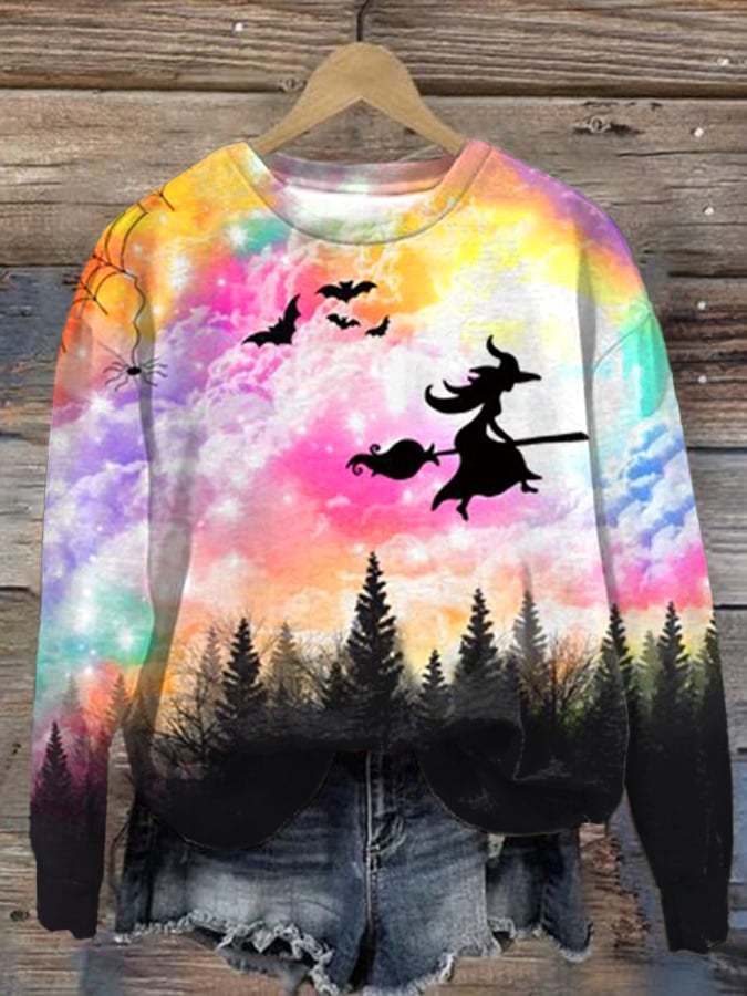 Halloween Witch Women's Printed Long Sleeve Sweatshirt