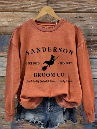 Women's Halloween Sanderson Broom Co. Witches Broom Casual Sweatshirt