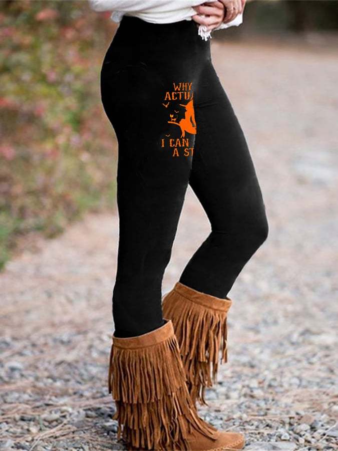 Women's Halloween Why Yes Actually I Can Drive A Stick Print Yoga Leggings