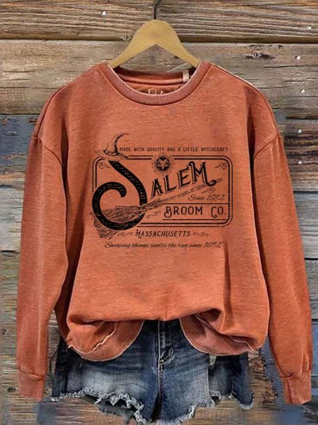 Women's Salem Candle Co. Print Round Neck Long Sleeve Sweatshirt