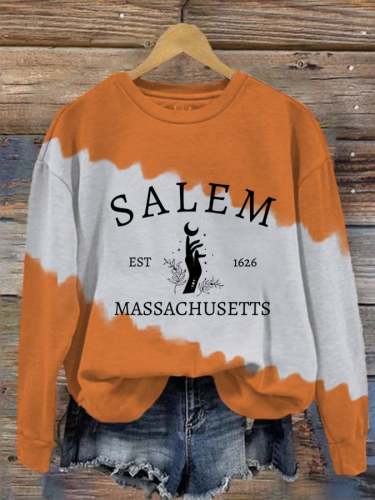 Women's Salem Massachusetts Print Round Neck Long Sleeve Sweatshirt
