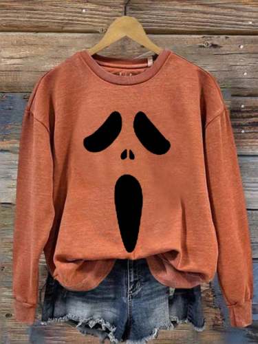 Women's Halloween Scream Ghost Face Casual Sweatshirt
