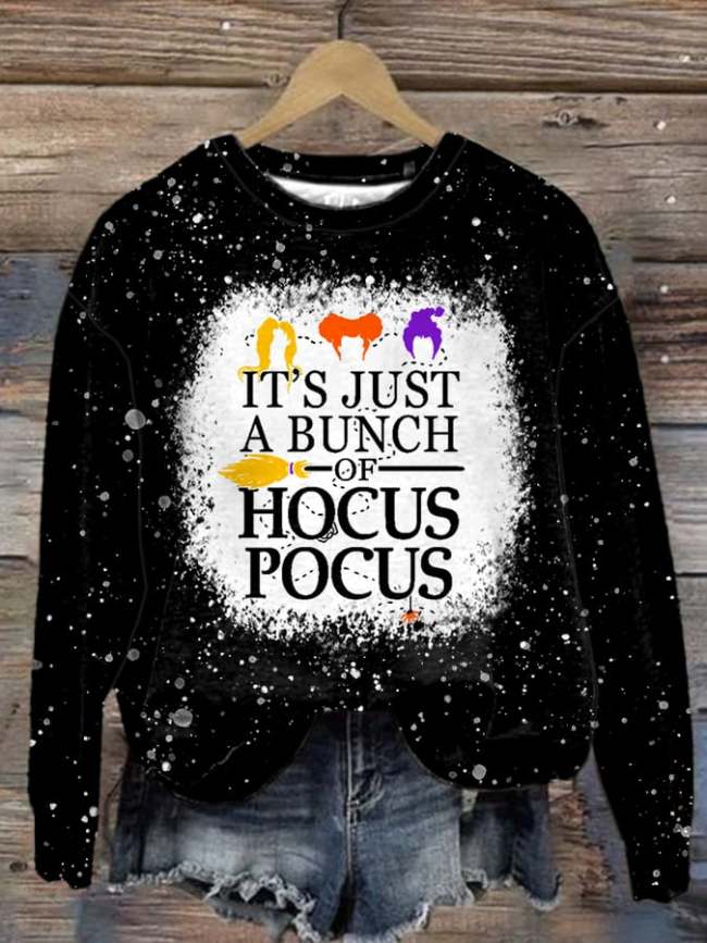 Women'S It'S Just A Bunch Of Hocus Pocus Print Round Neck Long Sleeve Sweatshirt