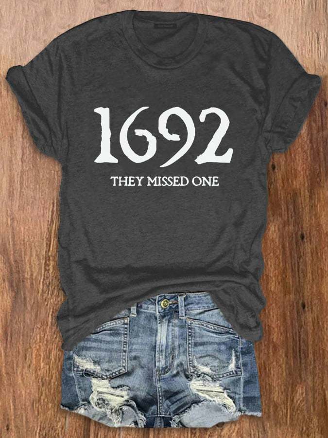 Women's 1692 They Missed One Salem Witch Print Crew Neck T-Shirt