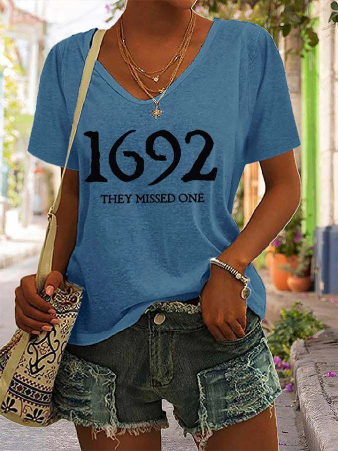 Women's 1692 They Missed One Salem Witch Print Casual T-Shirt