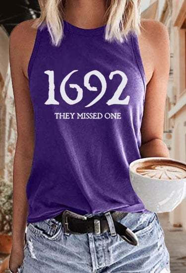 Women's 1692 They Missed One Salem Witch Print Sleeveless T-Shirt