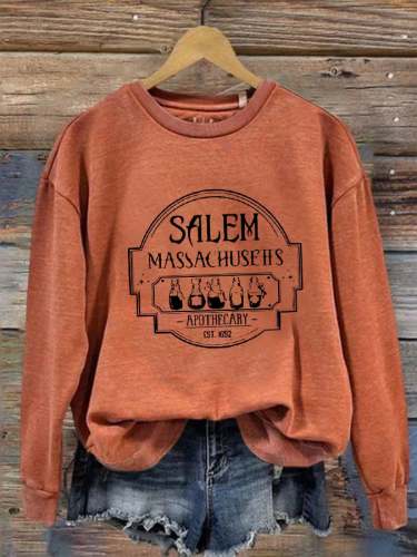 Women's Halloween Salem Massachusetts Apothecary Printed Sweatshirt