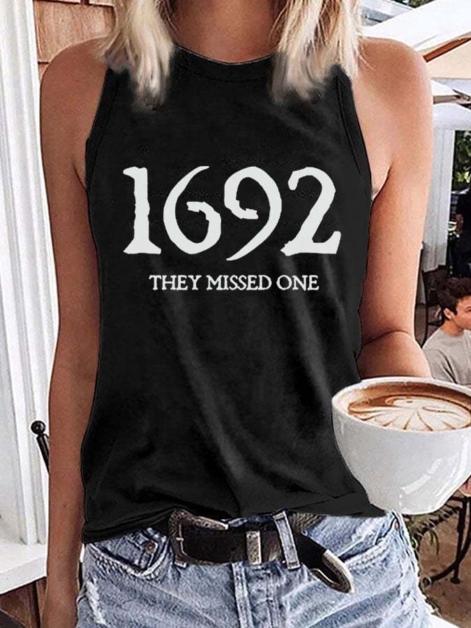Women's 1692 They Missed One Salem Witch Print Sleeveless T-Shirt