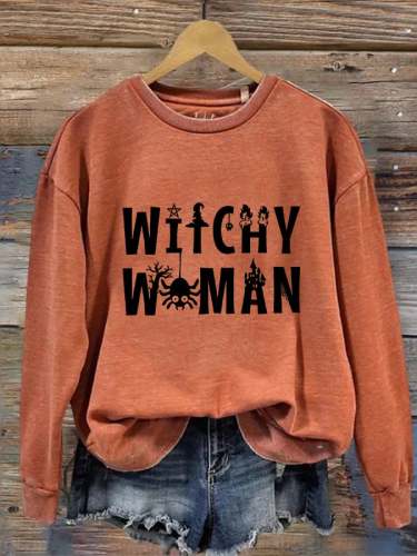 Women's Witch Women Print Casual Sweater