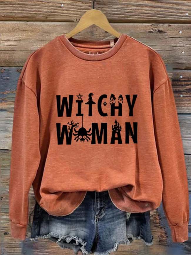 Women's Witch Women Print Casual Sweater