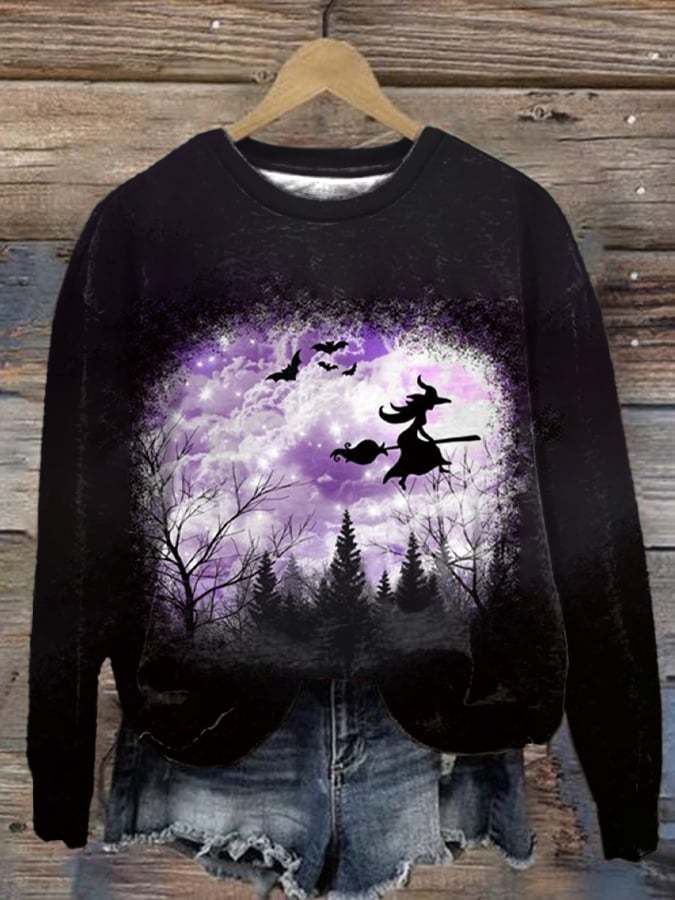 Halloween Witch Women's Printed Long Sleeve Sweatshirt