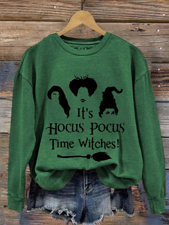 Women's It's Hocus Pocus Time Witches Halloween Casual Sweatshirt