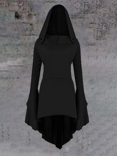 Women's Halloween Witch Long-Sleeve Hooded Dress