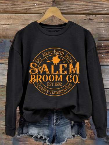 Women's Funny Halloween Salem Broom Co. Casual Sweatshirt