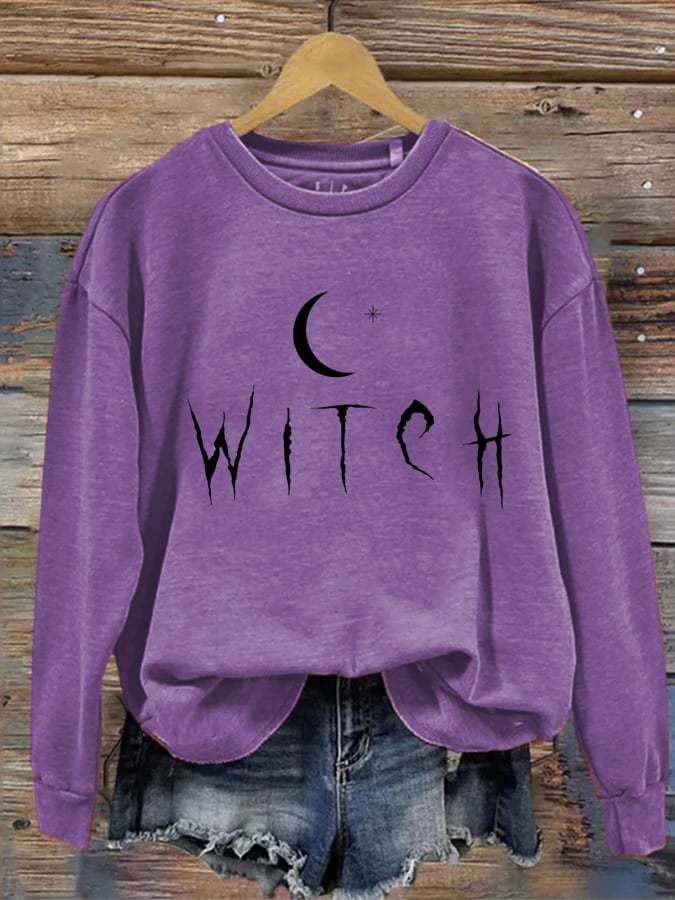 Women's Witch Moon Star Print Casual Sweater